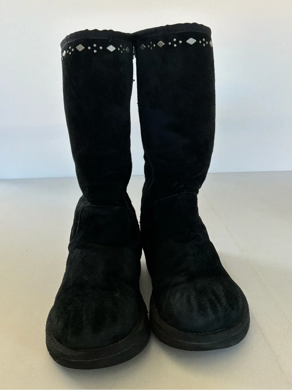 UGG Australia Black Suede Studded Tall Sheepskin Boots Women’s Size 5